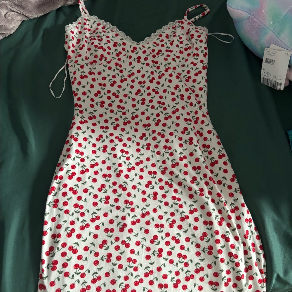 Cherry Print Dress with Spaghetti Straps